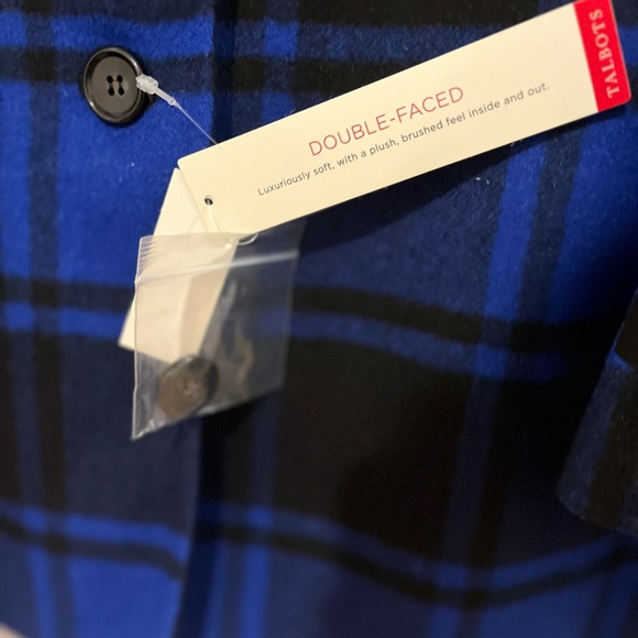 TALBOTS NWT AUTHENTIC TARTAN MAJESTY BLUE & BLACK COLLARLESS CLASIC JACKET - Picture 16 of 17